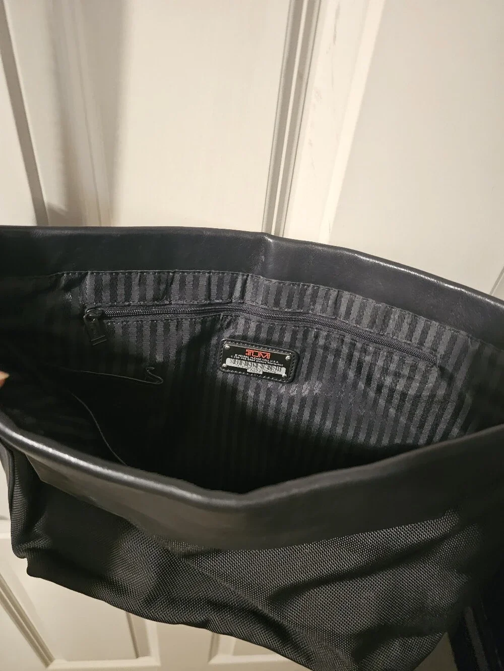 Tumi Black Men's Messenger Bag with Leather Accent